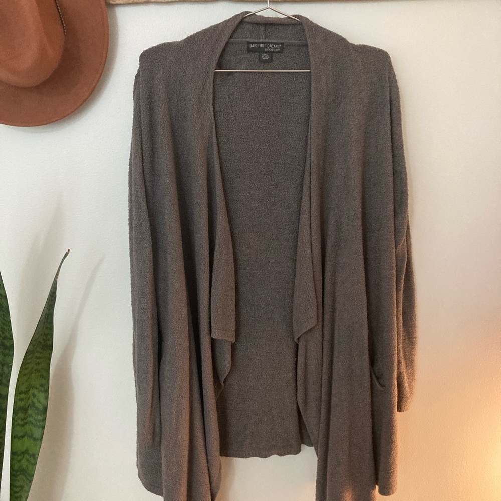 Barefoot Dreams Taupe Open-Front Cardigan